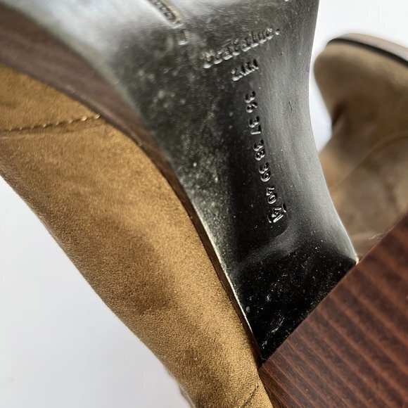 ZARA SUEDE STACK CHUNKY HEELED ANKLE BOOTS BOOTIES - Picture 9 of 11